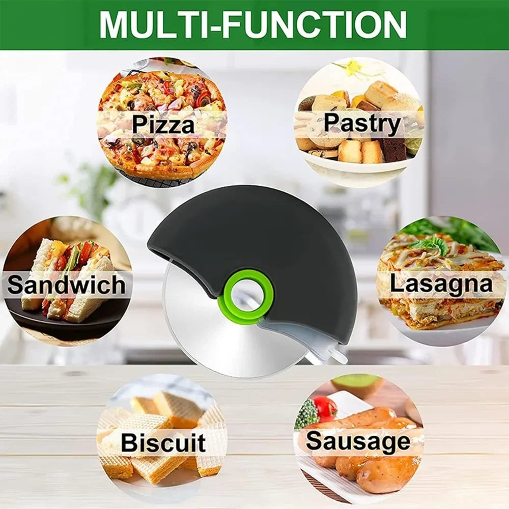 1pc Pizza Cutter Wheel with Protective Blade Cover Premium Stainless Steel Pizza Slicer for Pizza, Bread, Pastry, Waffle