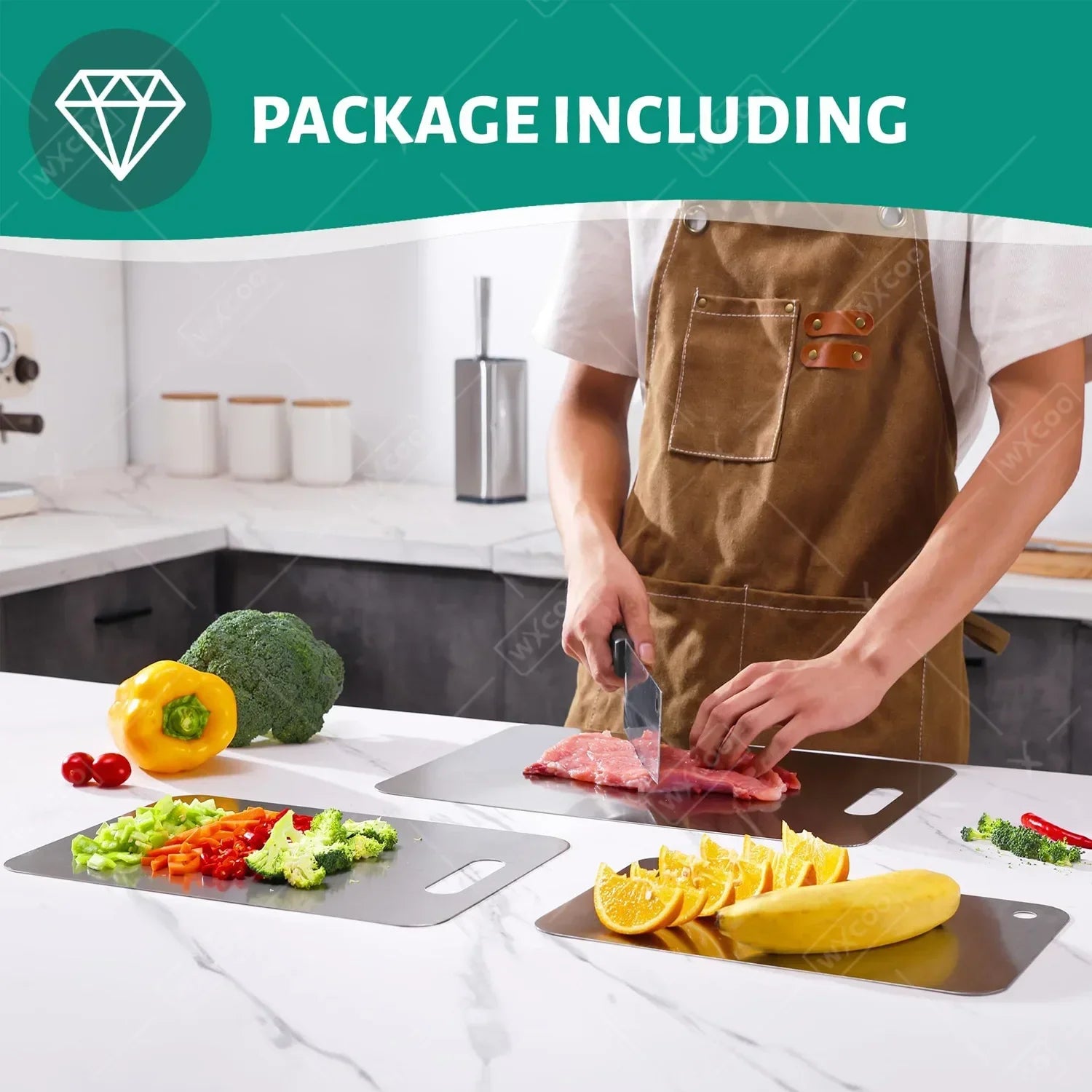 304 Stainless Steel Cutting Board – Double-Sided Food-Grade Chopping Board, Thick & Easy to Clean