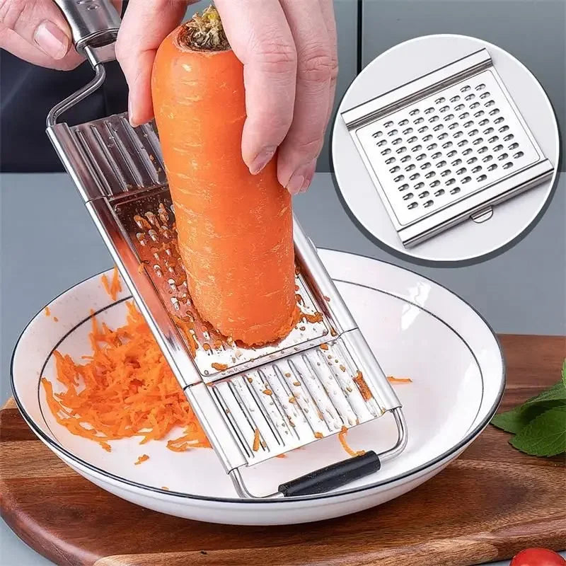 4-in-1 Vegetable Slicer – Stainless Steel Multi-Purpose Cutter & Grater for Carrots, Potatoes, and Fruits