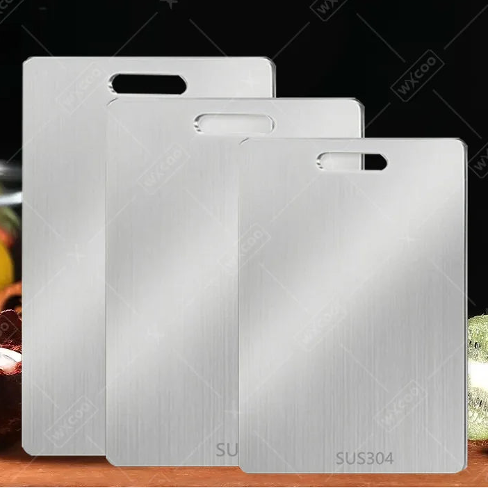 304 Stainless Steel Cutting Board – Double-Sided Food-Grade Chopping Board, Thick & Easy to Clean