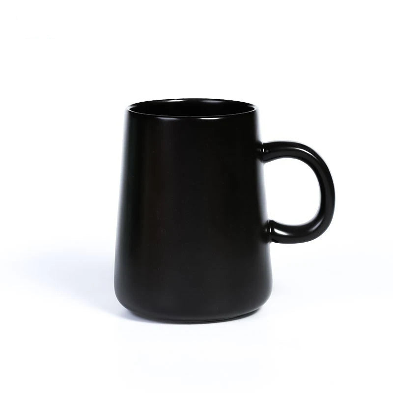 Ceramic Tea Cup Extra Large Mugs Coffee Cups Wide Ceramic Single color Frosted Big Coffee Mug Tea Cup With Spoon 450ML