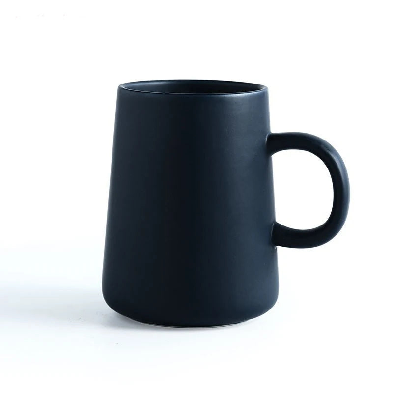 Ceramic Tea Cup Extra Large Mugs Coffee Cups Wide Ceramic Single color Frosted Big Coffee Mug Tea Cup With Spoon 450ML