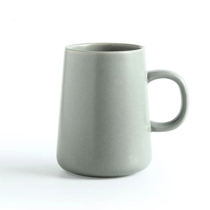 Ceramic Tea Cup Extra Large Mugs Coffee Cups Wide Ceramic Single color Frosted Big Coffee Mug Tea Cup With Spoon 450ML