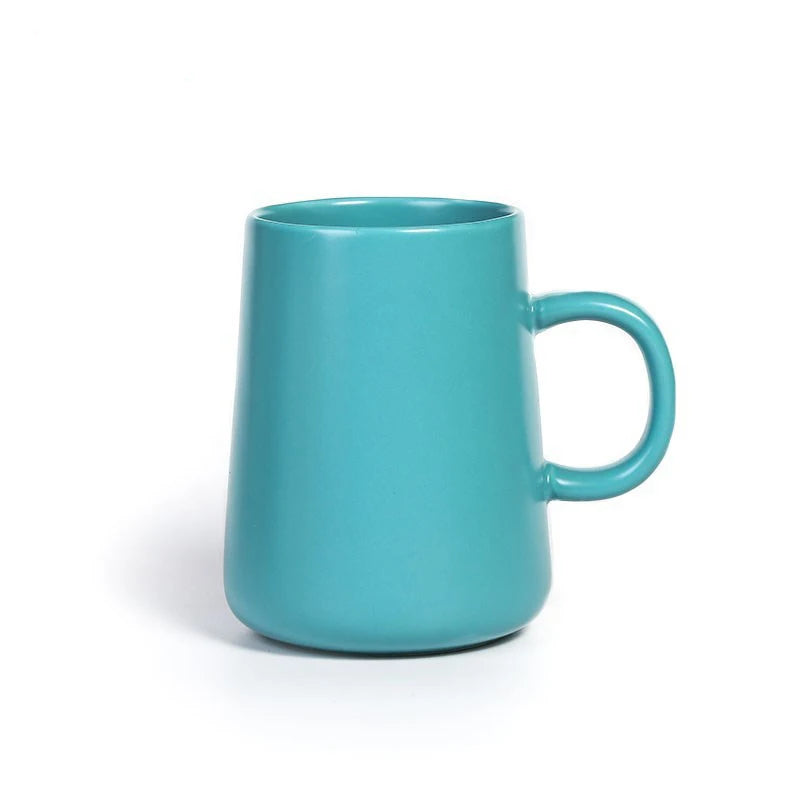 Ceramic Tea Cup Extra Large Mugs Coffee Cups Wide Ceramic Single color Frosted Big Coffee Mug Tea Cup With Spoon 450ML