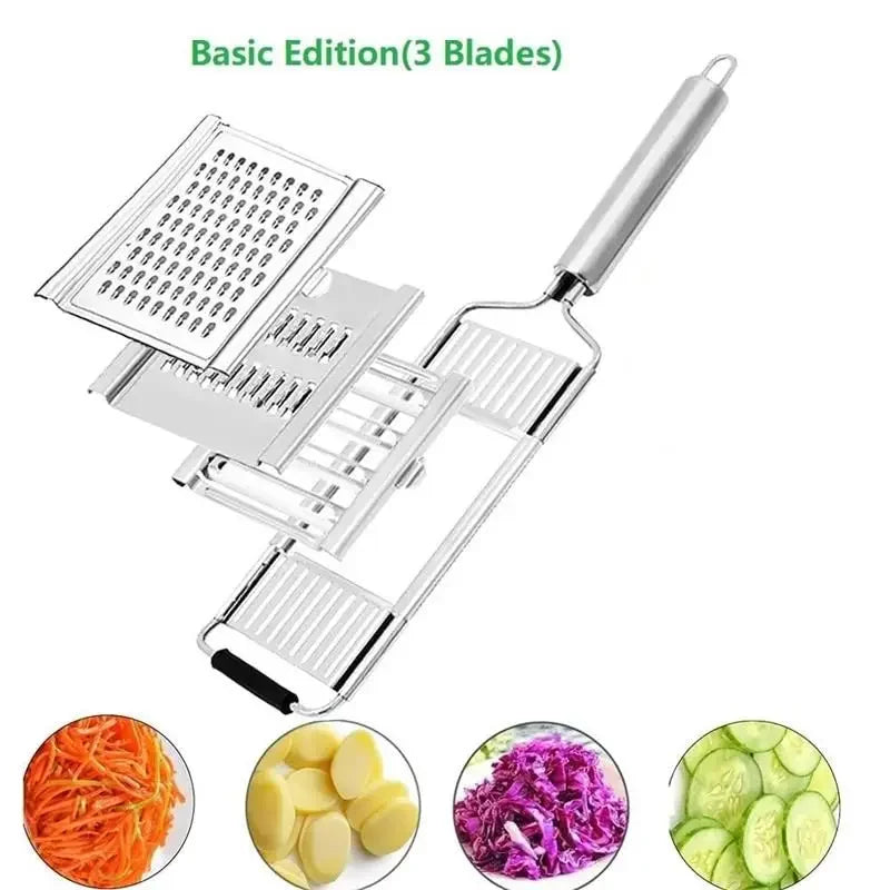 4-in-1 Vegetable Slicer – Stainless Steel Multi-Purpose Cutter & Grater for Carrots, Potatoes, and Fruits