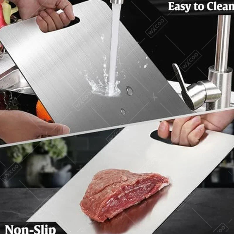 304 Stainless Steel Cutting Board – Double-Sided Food-Grade Chopping Board, Thick & Easy to Clean