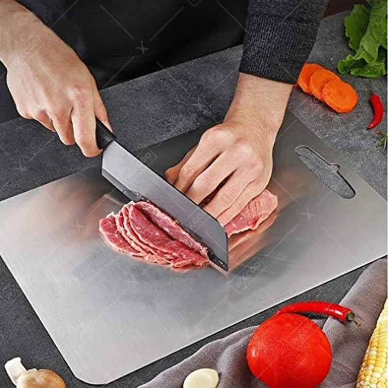 304 Stainless Steel Cutting Board – Double-Sided Food-Grade Chopping Board, Thick & Easy to Clean