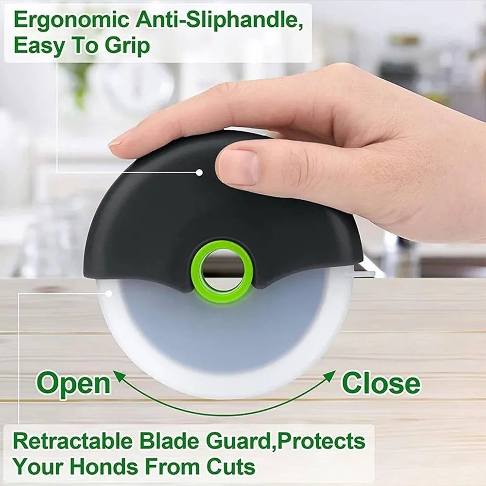 1pc Pizza Cutter Wheel with Protective Blade Cover Premium Stainless Steel Pizza Slicer for Pizza, Bread, Pastry, Waffle