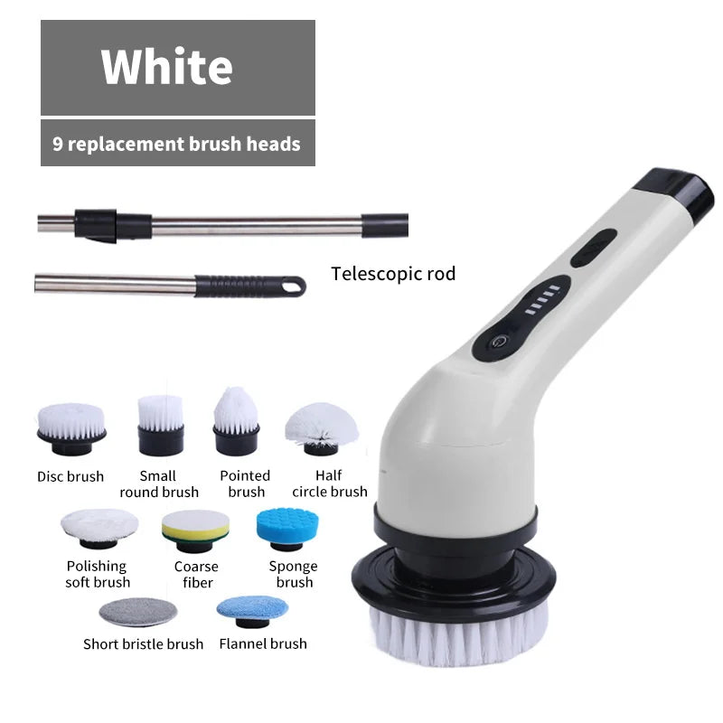 9-in-1 Electric Spin Cleaning Brush – Rechargeable Cleaning Scrubber for Kitchen, Bathroom & Home Surfaces