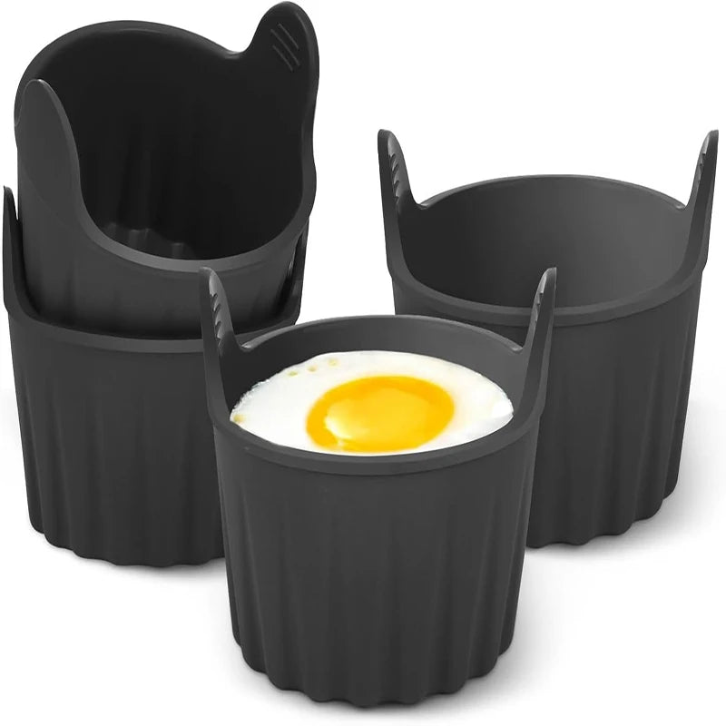 4Pcs Silicone Egg Poacher Cups – Non-Stick Egg Boiler Molds for Air Fryer, Baking, Cupcakes & Pudding