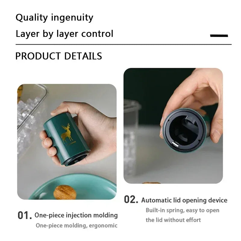 Magnetic Automatic Beer Bottle Opener – Stainless Steel Press-Type Corkscrew Tool for Kitchen & Bar