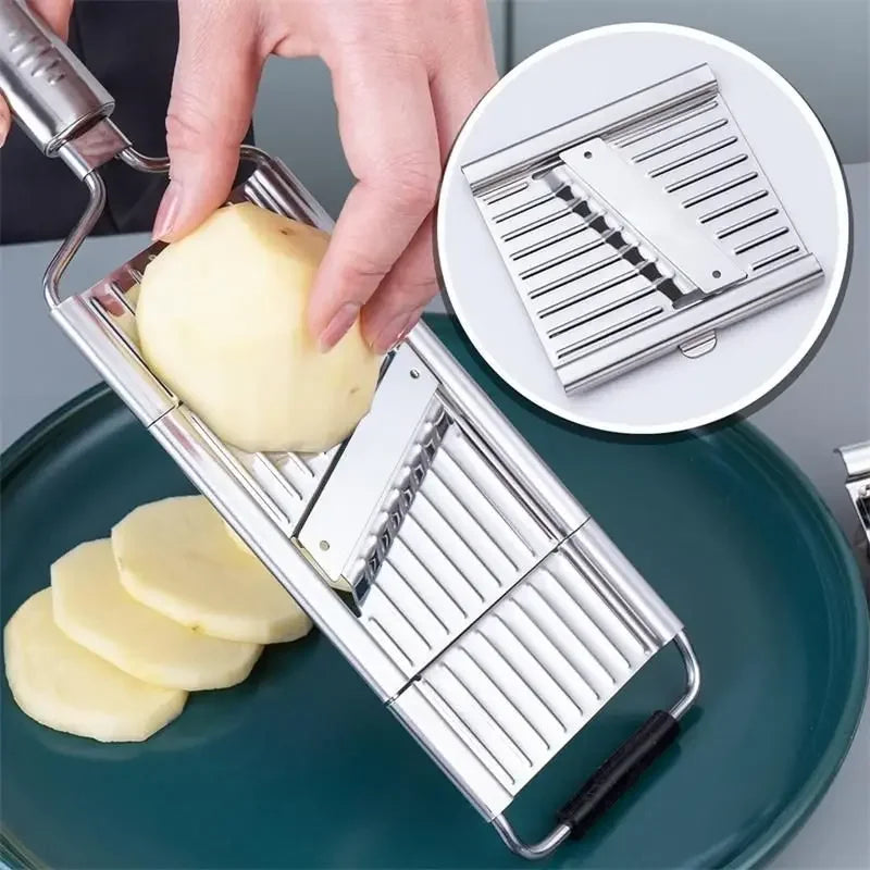 4-in-1 Vegetable Slicer – Stainless Steel Multi-Purpose Cutter & Grater for Carrots, Potatoes, and Fruits