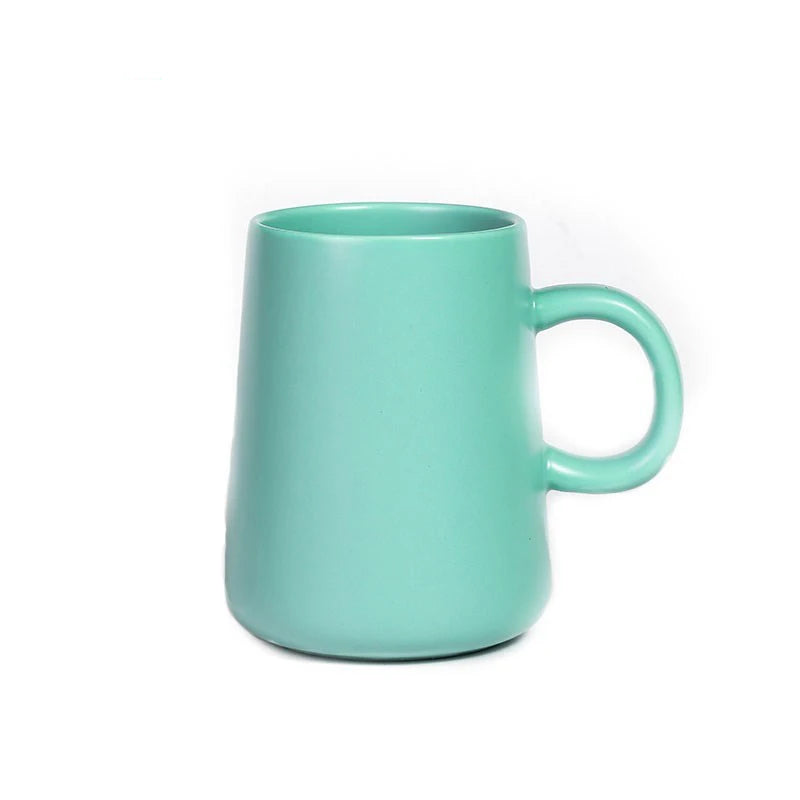 Ceramic Tea Cup Extra Large Mugs Coffee Cups Wide Ceramic Single color Frosted Big Coffee Mug Tea Cup With Spoon 450ML