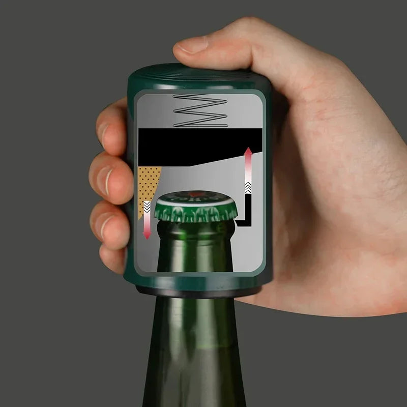 Magnetic Automatic Beer Bottle Opener – Stainless Steel Press-Type Corkscrew Tool for Kitchen & Bar